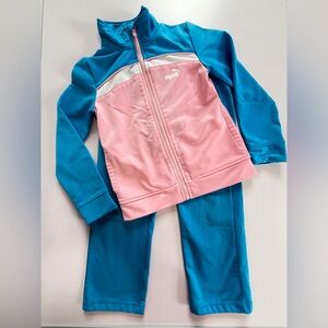 Puma Teal-Blue and Pink Athletic Track Jacket & Pants